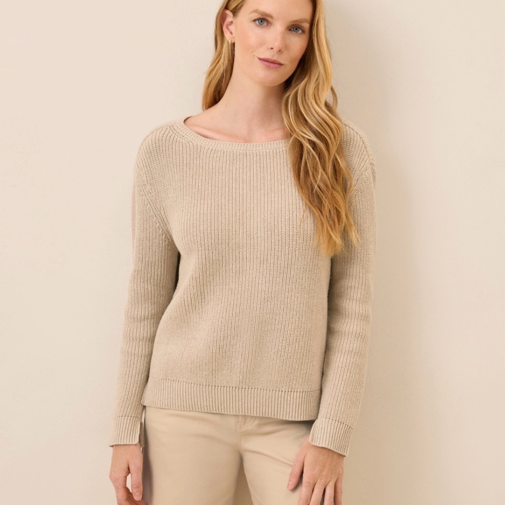 Pact Women's Cream Boat Neck Sweater